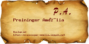 Preininger Amália névjegykártya